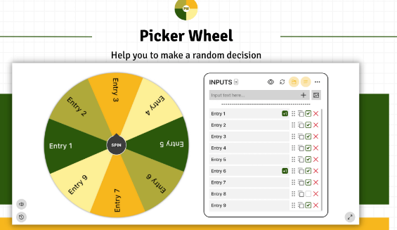 How can I use the number picker wheel?